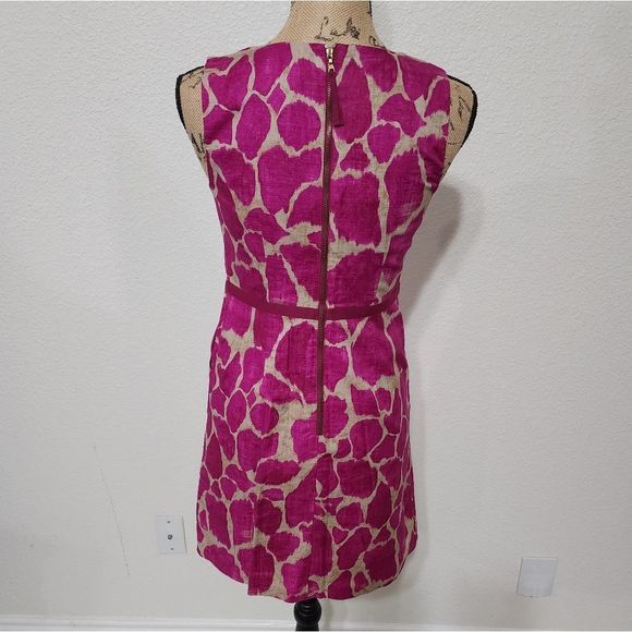 Loft giraffe print pink Beige‎ Barbircore cotton Sheath shift dress size 2P - Picture 3 of 9